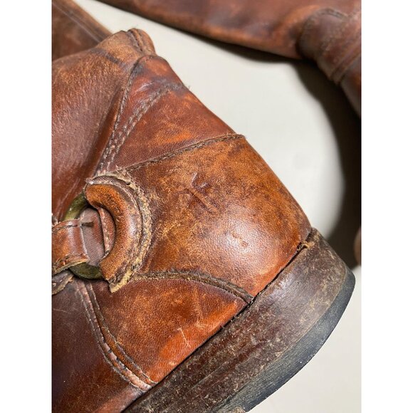 Frye Leather Phillip Ring Harness Boots Women 7.5 B Tall Brown Equestrian Buckle - Picture 16 of 16